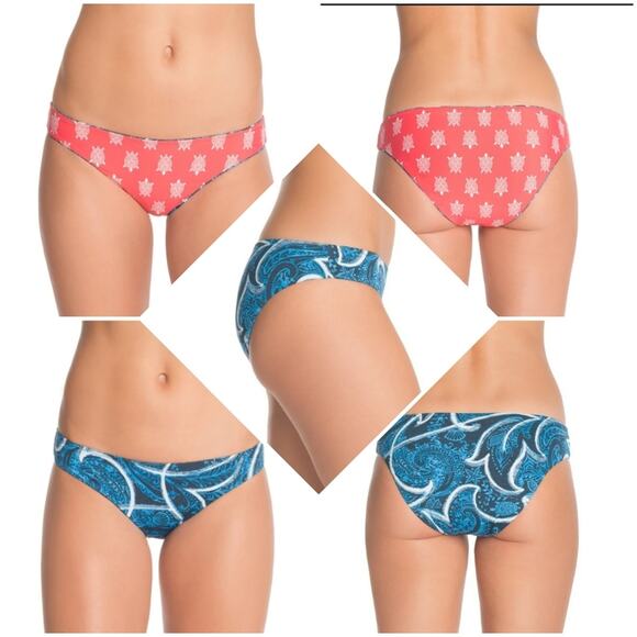 Turtle Print Reversible Bikini Bottom Vera Bradley Ella Size 16/18 Red Blue NWOT - Picture 5 of 8